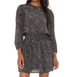Rails Dress Inez  Python Print Size Medium Smocked Waistband Flutter Hem black